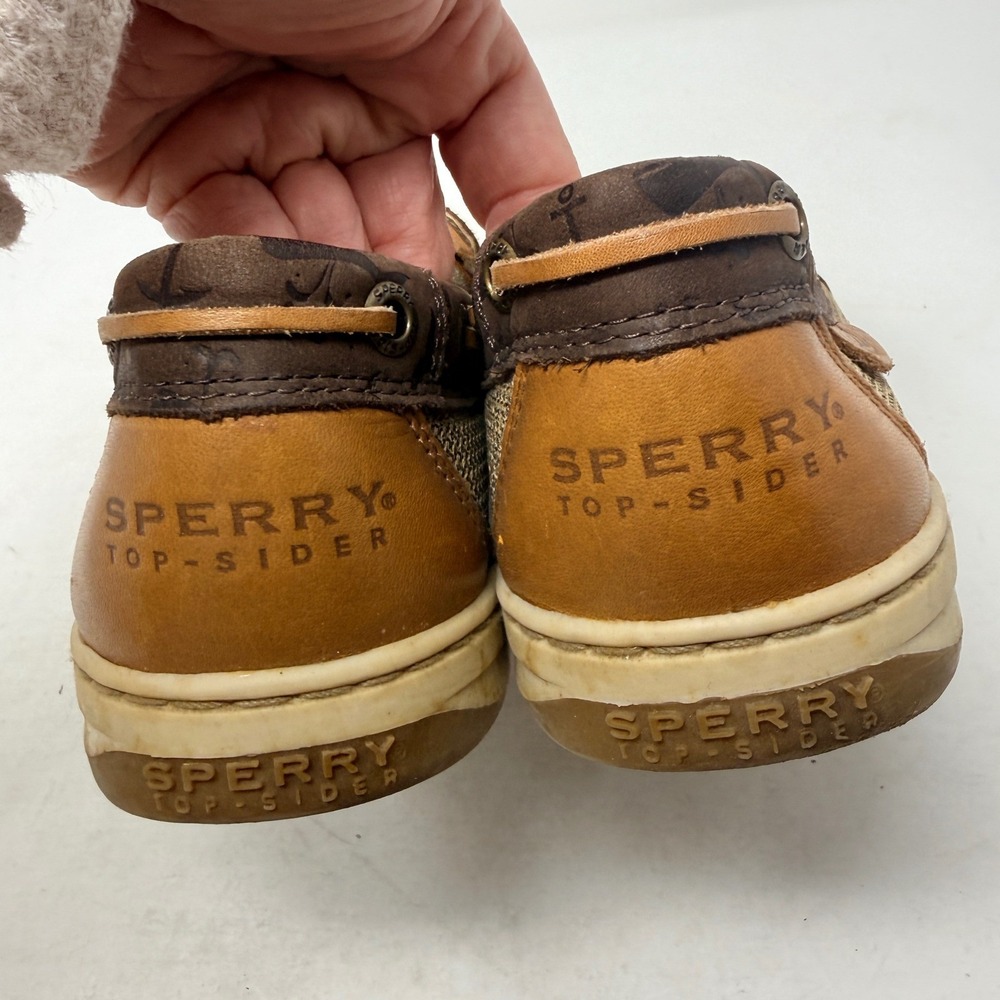 Sperry‎ Top-Sider Brown Nautical Anchor Print Leather Mesh Boat Shoes Size 10 - Picture 7 of 10